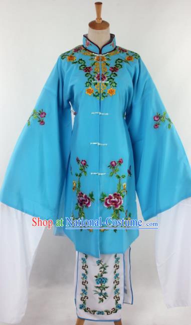 Chinese Traditional Beijing Opera Qin Xianglian Blue Dress Ancient Peking Opera Diva Costume for Women