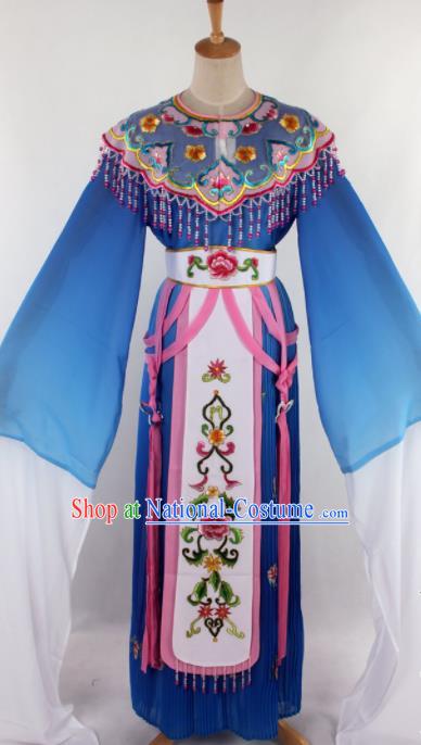 Chinese Traditional Beijing Opera Princess Blue Dress Ancient Peking Opera Diva Costume for Women