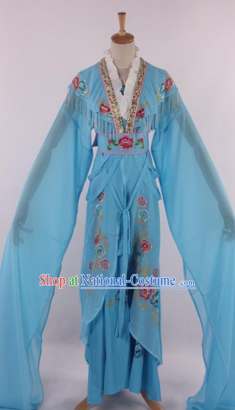 Chinese Traditional Beijing Opera Peri Blue Dress Ancient Peking Opera Diva Princess Costume for Women