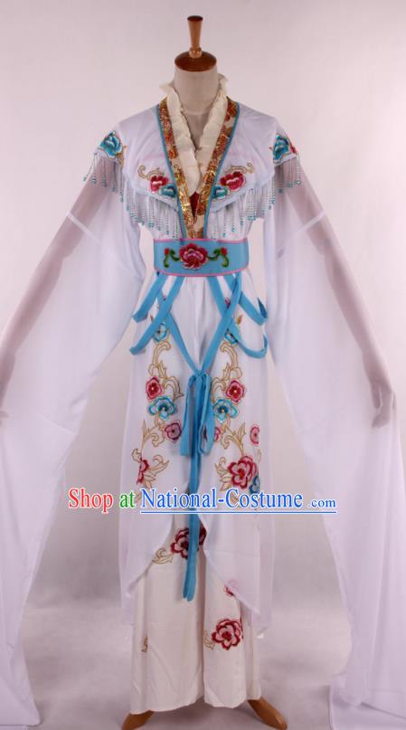 Chinese Traditional Beijing Opera Peri White Dress Ancient Peking Opera Diva Princess Costume for Women