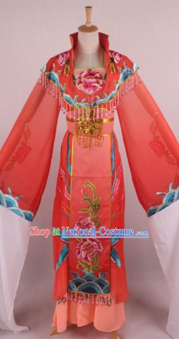 Chinese Beijing Opera Queen Orange Dress Ancient Traditional Peking Opera Actress Costume for Women