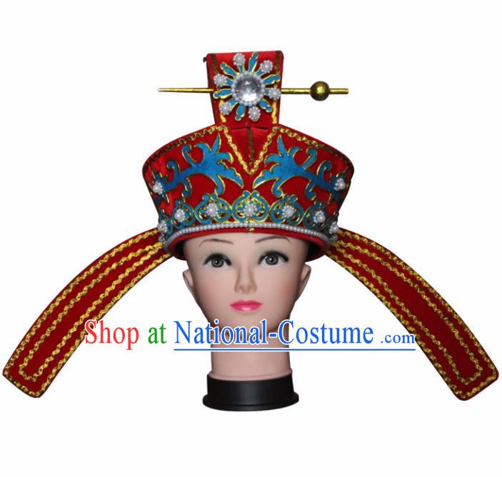 Traditional Chinese Shaoxing Opera Niche Red Hat Ancient Tang Dynasty Number One Scholar Headwear for Men