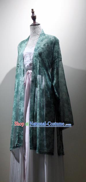 Chinese Ancient Drama Printing Green Hanfu Dress Traditional Song Dynasty Young Lady Replica Costumes for Women