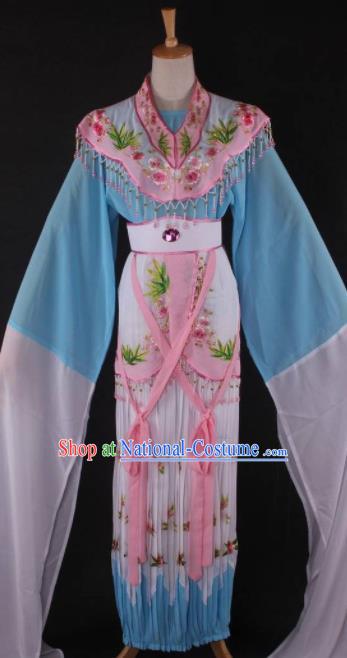 Professional Chinese Beijing Opera Peri Blue Dress Ancient Traditional Peking Opera Diva Costume for Women