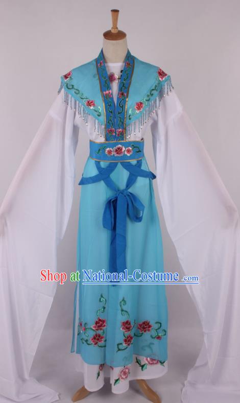 Chinese Traditional Beijing Opera Actress Princess Blue Dress Ancient Peking Opera Diva Costume for Women