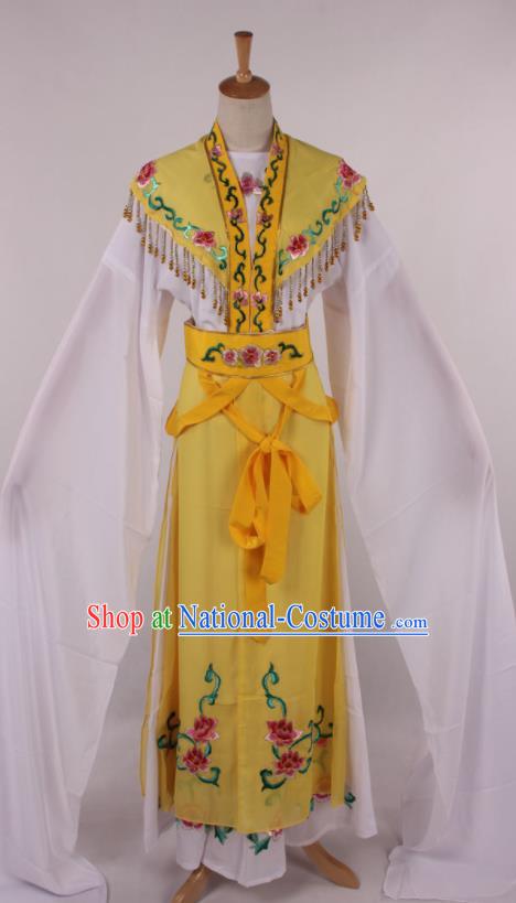 Chinese Traditional Beijing Opera Actress Princess Yellow Dress Ancient Peking Opera Diva Costume for Women