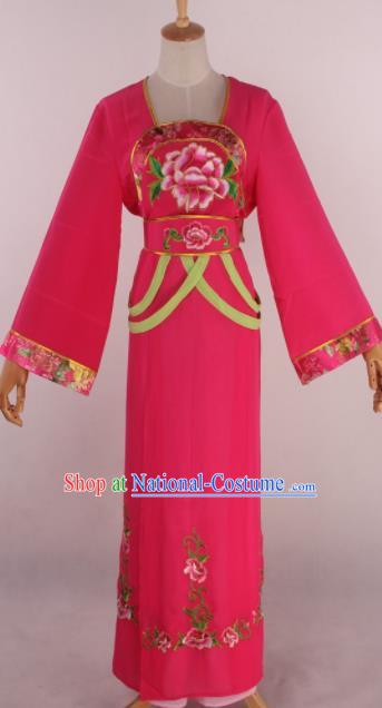 Chinese Beijing Opera Palace Maidservant Rosy Dress Ancient Traditional Peking Opera Court Maid Costume for Women