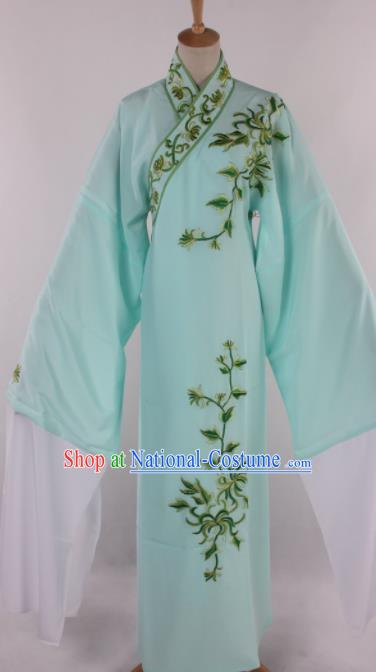 Traditional Chinese Shaoxing Opera Niche Embroidered Chrysanthemum Blue Robe Ancient Scholar Nobility Childe Costume for Men