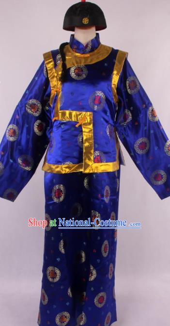 Traditional Chinese Shaoxing Opera Gown and Mandarin Jacket Ancient Qing Dynasty Landlord Costume for Men