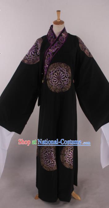 Traditional Chinese Shaoxing Opera Takefu Black Robe Ancient Imperial Bodyguard Costume for Men