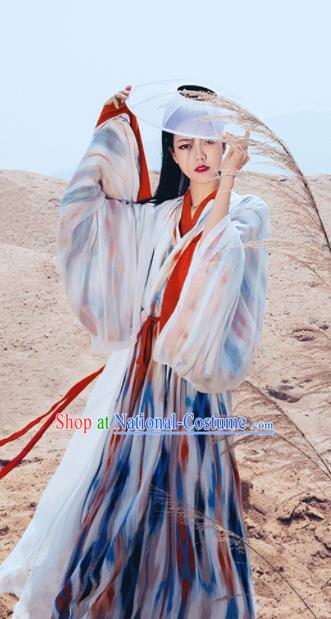 Chinese Ancient Drama Female Swordsman Hanfu Dress Traditional Jin Dynasty Court Princess Replica Costumes for Women