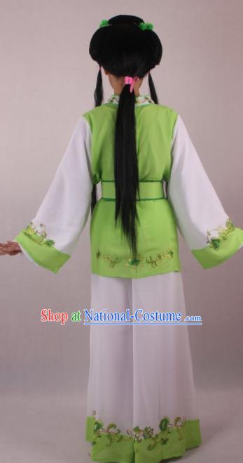 Professional Chinese Beijing Opera Servant Girl Green Clothing Ancient Traditional Peking Opera Costume for Women