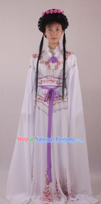 Professional Chinese Beijing Opera Rich Lady White Dress Ancient Traditional Peking Opera Diva Costume for Women