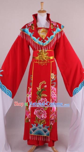 Professional Chinese Beijing Opera Diva Queen Red Dress Ancient Traditional Peking Opera Costume for Women