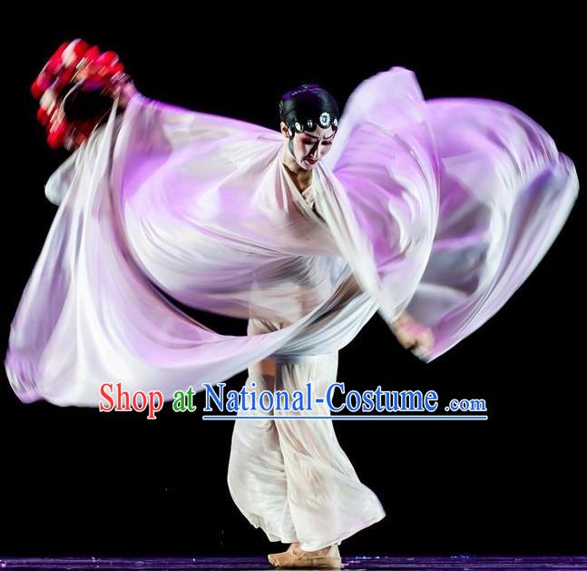 Traditional Chinese Classical Dance Ban Sheng Meng Costume Beijing Opera Dance White Dress for Women