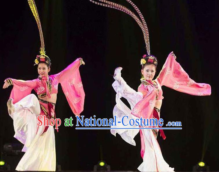 Traditional Chinese Classical Dance Chu Yao Costume Ancient Court Group Dance Dress for Women