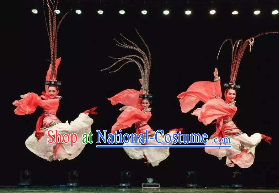 Traditional Chinese Classical Dance Chu Yao Costume Ancient Court Group Dance Dress for Women