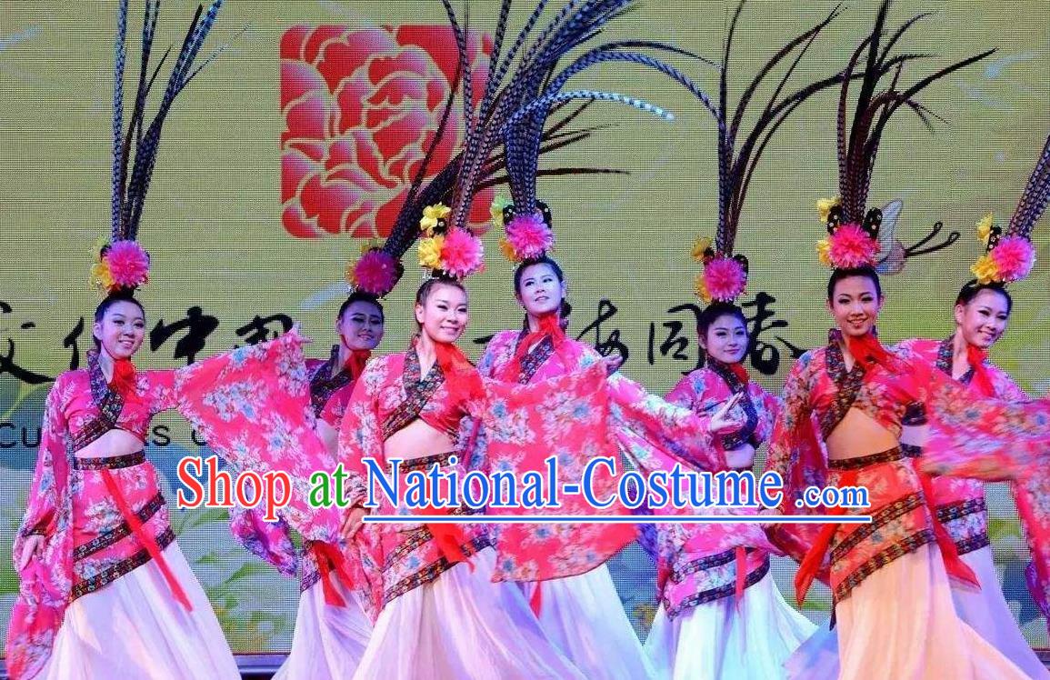 Traditional Chinese Classical Dance Chu Yao Costume Ancient Court Group Dance Dress for Women