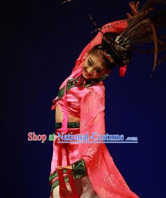 Traditional Chinese Classical Dance Chu Yao Costume Ancient Court Group Dance Dress for Women