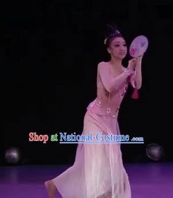 Traditional Chinese Classical Dance Hua Xi Qing Yu Costume Fan Dance Beautiful Dance Dress for Women