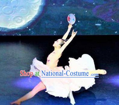 Traditional Chinese Classical Dance Hua Xi Qing Yu Costume Fan Dance Beautiful Dance Dress for Women