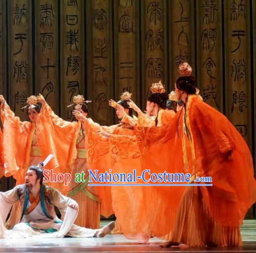 Traditional Chinese Classical Dance Confucius Costume Drama Stage Show Beautiful Dance Red Dress for Women