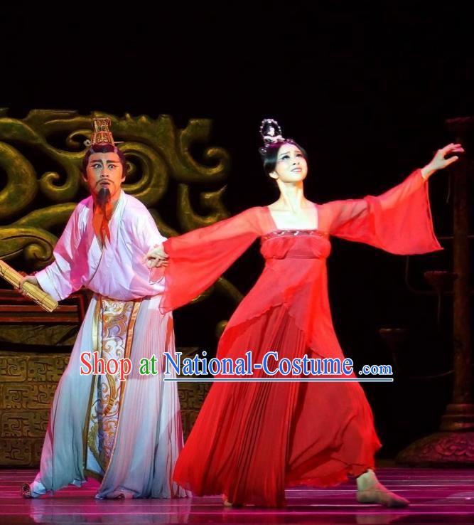 Traditional Chinese Classical Dance Confucius Costume Drama Stage Show Beautiful Dance Red Dress for Women