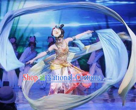 Traditional Chinese Classical Dance Bai Zhu Wu Costume Peking Opera Water Sleeve Dress for Women