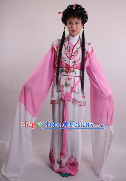 Professional Chinese Shaoxing Opera Rich Girl Pink Dress Ancient Traditional Peking Opera Costume for Women