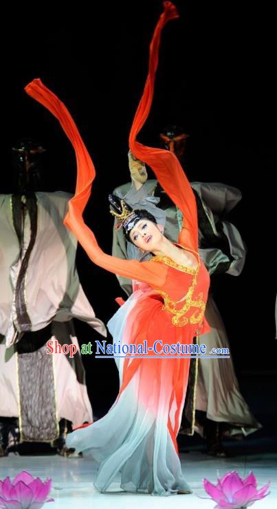 Traditional Chinese Classical Dance Luo Shen Costume Water Sleeve Stage Show Beautiful Dance Dress for Women