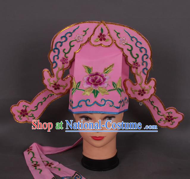 Traditional Chinese Shaoxing Opera Niche Deep Pink Hat Ancient Gifted Scholar Hair Accessories Headwear for Men