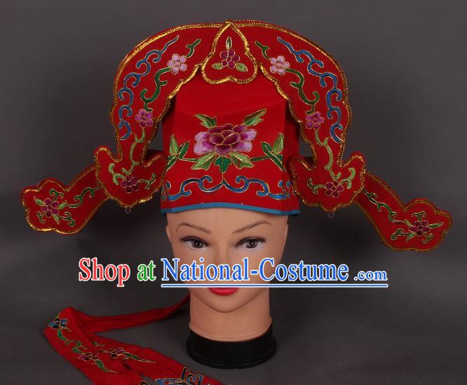 Traditional Chinese Shaoxing Opera Niche Red Hat Ancient Gifted Scholar Hair Accessories Headwear for Men