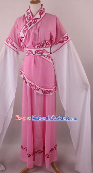 Professional Chinese Shaoxing Opera Village Girl Pink Dress Ancient Traditional Peking Opera Maidservant Costume for Women