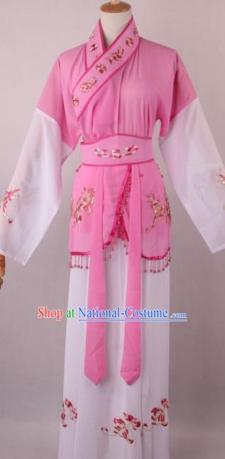 Professional Chinese Shaoxing Opera Servant Girl Pink Dress Ancient Traditional Peking Opera Maidservant Costume for Women