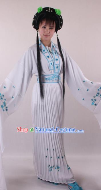 Professional Chinese Shaoxing Opera Princess White Dress Ancient Traditional Peking Opera Young Lady Costume for Women