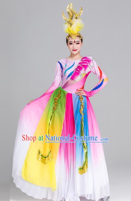 Traditional Chinese Spring Festival Gala Dance Chorus Pink Dress Stage Show Opening Dance Costume for Women