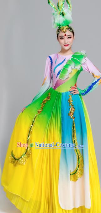 Traditional Chinese Spring Festival Gala Dance Chorus Green Dress Stage Show Opening Dance Costume for Women