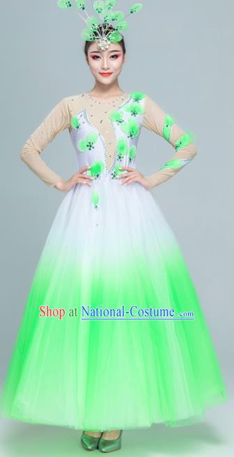 Traditional Chinese Spring Festival Gala Modern Dance Green Dress Stage Show Chorus Opening Dance Costume for Women