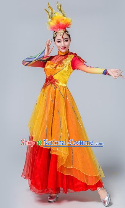 Traditional Chinese Spring Festival Gala Group Dance Red Dress Stage Show Chorus Opening Dance Costume for Women