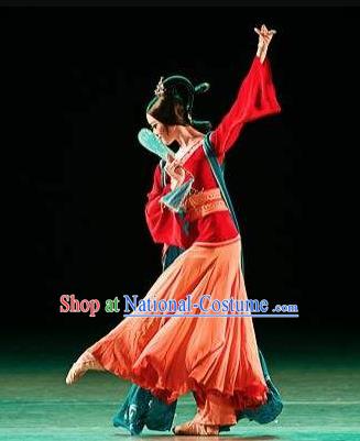 Traditional Chinese Classical Dance Qiu Feng Ci Costume Stage Show Beautiful Dance Red Dress for Women