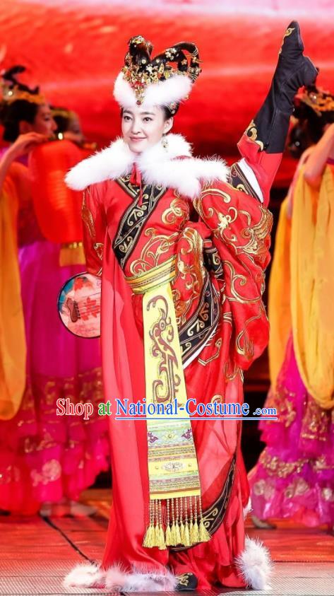 Chinese Beautiful Dance Four Beauties Wang Zhaojun Costume Traditional Classical Dance Competition Dress for Women