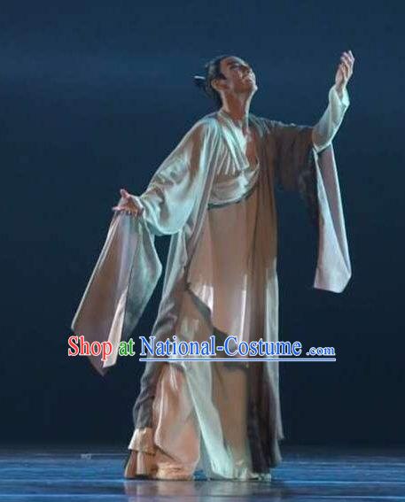 Traditional Chinese Classical Dance Wen Yue Costume Male Solo Dance Clothing for Men