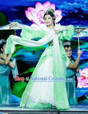 Chinese Beautiful Dance Four Beauties Xi Shi Costume Traditional Umbrella Dance Classical Dance Competition Dress for Women