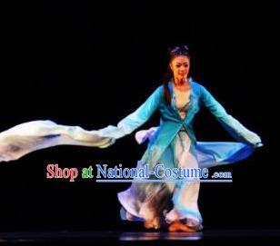 Beautiful Chinese Dance Rember Qiantang River Costume Traditional Water Sleeve Dance Classical Dance Dress for Women