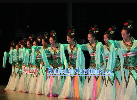 Chinese Beautiful Dance Classical Dance Competition Ta Ge Costume Traditional Stage Show Green Dress for Women