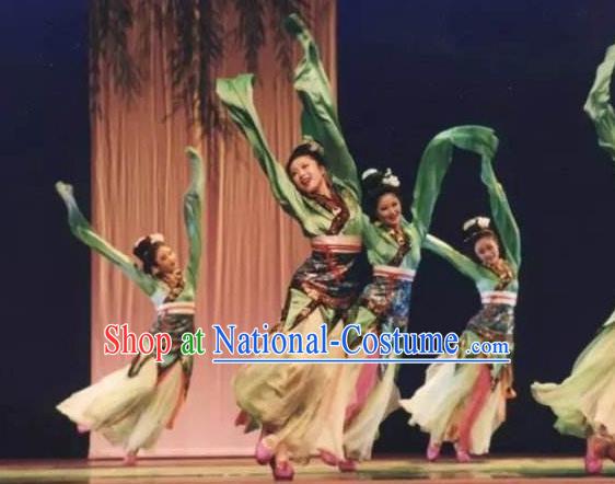 Chinese Beautiful Dance Classical Dance Competition Ta Ge Costume Traditional Stage Show Green Dress for Women