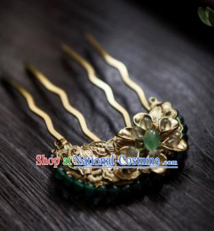 Chinese Ancient Princess Hair Accessories Golden Hair Comb Traditional Hanfu Hairpins for Women