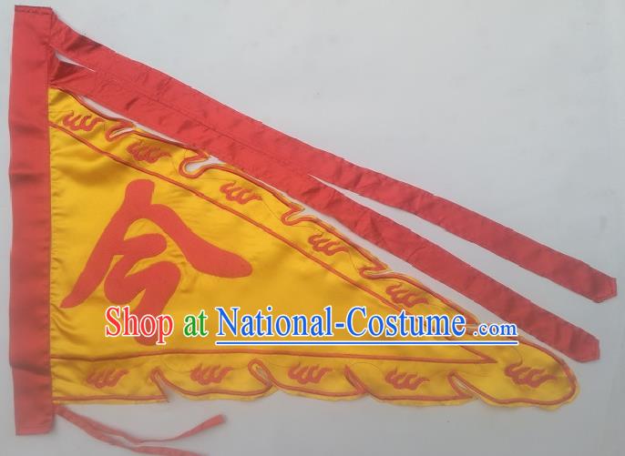 Chinese Traditional Dragon Boat Competition Embroidered Dragon Flag Yellow Silk Triangular Flag