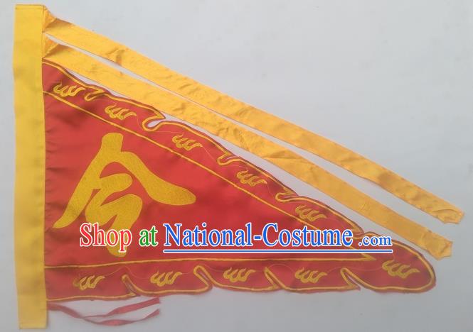 Chinese Traditional Dragon Boat Competition Red Silk Triangular Flag Embroidered Flag