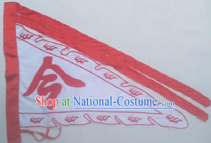 Chinese Traditional Dragon Boat Competition White Triangular Flag Embroidered Flag